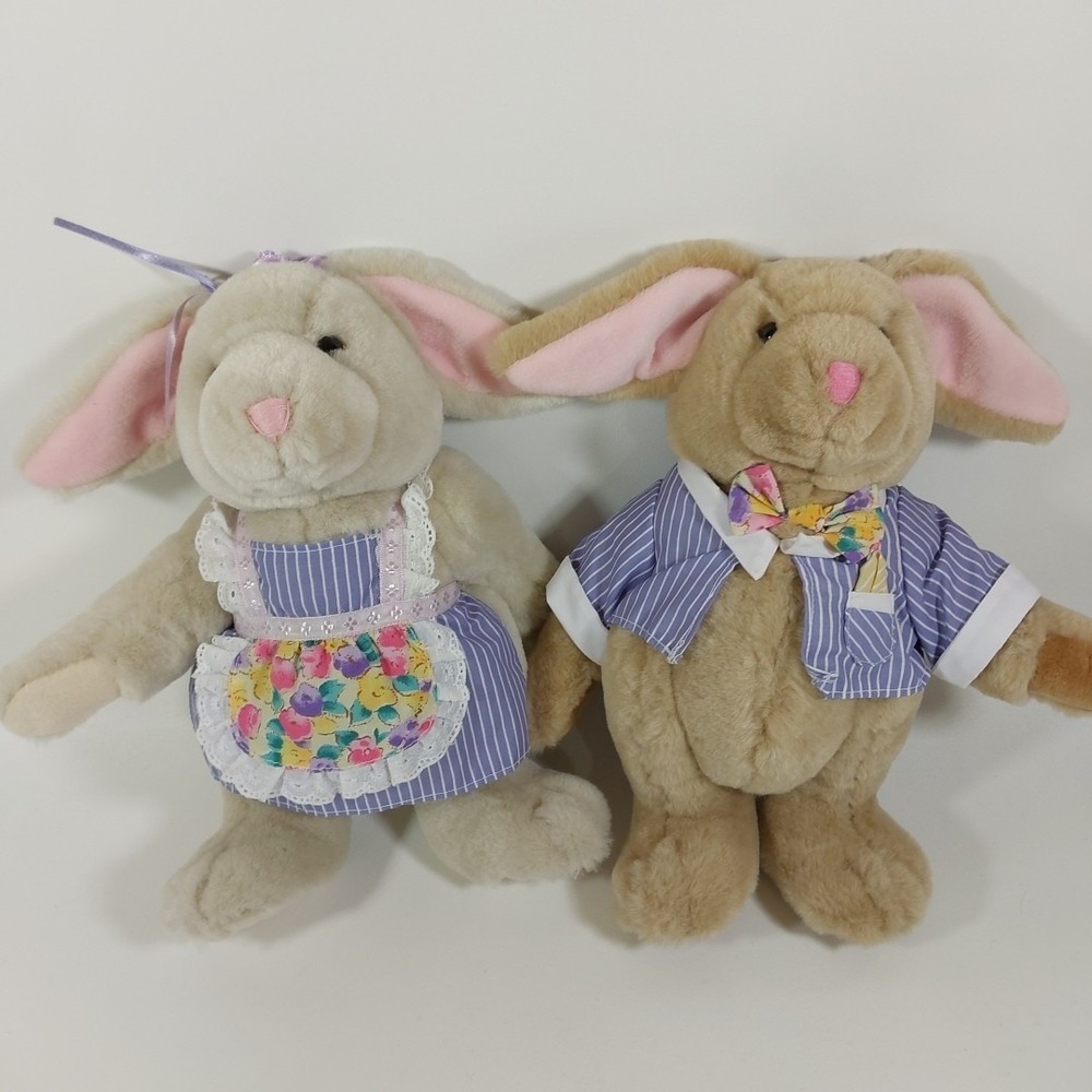 Vintage 1996 The Bialosky Treasury Molly and‎ Michael Bunny Plush, Jointed, 12"
